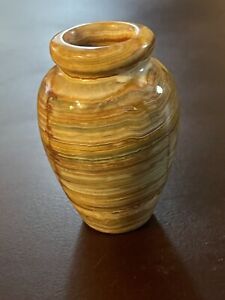 Vintage Hand Made Polished Onyx Mini Vase 3.5 Inches Tall
