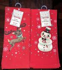 JOHANNA PARKER 2 Sets 4 Towels  Christmas Reindeer Snowman Kitchen Towel NWT