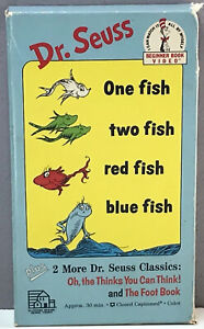 Dr. Seuss One Fish Two Red Blue Think Foot Book VHS Video Slipcover Case RARE!