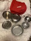 Vintage Coleman Mess Kit - All Aluminum Cook Set With Nylon Carry Sack