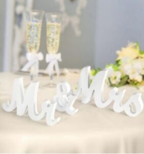 White Sign Mr and Mrs Sign Wood Letter Wedding Signs for Table Photo Props Decor