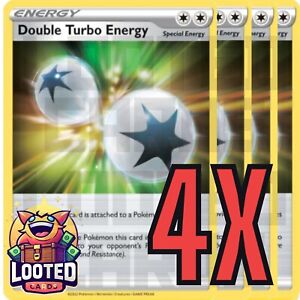 4x Double Turbo Energy 151/172 - Brilliant Stars x4 Pokemon Card Playset Special