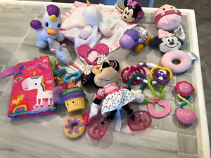 Infant Baby Toy Lot of 12 Sensory, RattlesDISNEY MINNIE & UNICORNS girls