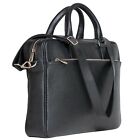 DiLoro Slim Business Italian Leather Briefcase for Men Made in Italy Black