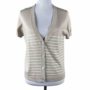 Pure Collection Cashmere Blend Short Sleeved Lightweight Cardigan Size 8/10 Tan