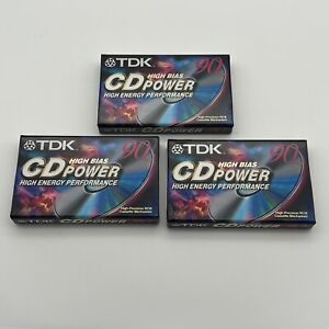 Lot of 3 TDK CD Power 90 Blank Cassette Tapes Type II High Bias / Sealed