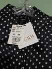 $910 ESCADA SILK BLOUSE IN BLACK POLKA DOT IN WHITE LARGE PEARL BUTTONS  36 6-8