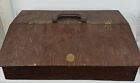 vintage 26x9x5.5 wooden carpenters tool box W/ Handle & Slanted Lid