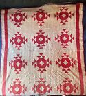 Antique Vintage Red and White 2 Color Crowns Thorns Block Quilt