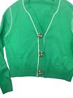 CABI Womens Large Green Cardigan Large Rhinestone Snap Buttons Sweater Top