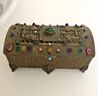 Vintage La Tausca, Paris Jeweled Casket Jewelry Box Decorated with Figures