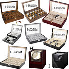 6/10/12 Slots Watch Box Wooden Jewelry Display Case Organizer Top Glass Storage