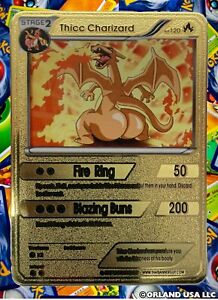 Thicc Charizard Gold Metal Pokémon Card Collectible Gift Display