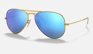 Ray-Ban Aviator Flash Matte Gold/Blue Polarized Mirrored 58 mm Sunglasses RB3025