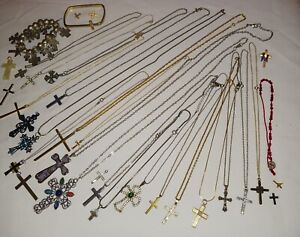 Cross Necklaces and Bracelet Lot (#176)