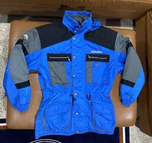 Vintage Descente Ski Jacket Blue Black Gray Color Block Men’s Size Large