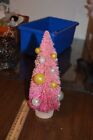 Pink Ombre Vintage Bottle Brush Christmas Tree Mercury glass Balls 9.25 in A39