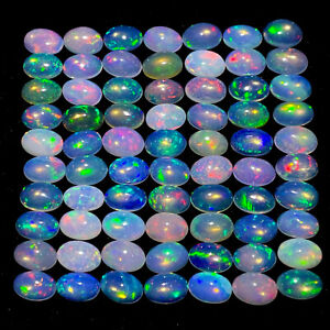 20 Pcs Natural Opal 6x4mm Oval Flashy Untreated Loose Cabochon Gemstones Lot