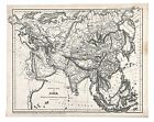1843 Asia Map Physical ORIGINAL China Mongolia India Persia Iran Arabia Siberia