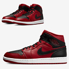 Nike Air Jordan 1 Mid Shoes Gym Red Black White 554724-660 Men's Sizes NEW