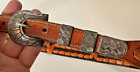 Vintage Western Belt with Stamped Sterling Silver Ranger Buckle Set
