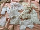 Lot 11 Vtg. Antique White Doll Dresses- Bloomers Skirts Mixed Size Hand Made.