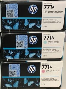 HP 771a lot of 3, B6Y19A , B6Y20A, B6Y21A  l cyan photo black l magenta- 2025