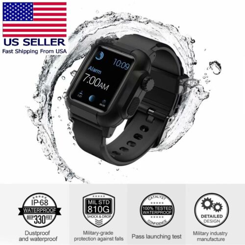 Waterproof Rugged Apple Watch Protective Band & Case Series 4 5 6 40, 42 & 44MM