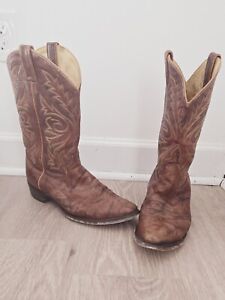 Justin 1560 Brown Leather Western Cowboy Rodeo Embroidery Mens Boots 11.5 D