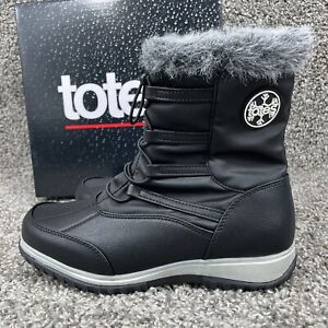 Totes Womens Adele Fur Lined Snow Boots Zipper Black Size 8 New in Box