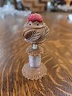 ANTIQUE CARVED VEGETABLE PALM SEED PEDESTAL PIN CUSHION SEWING Thread 