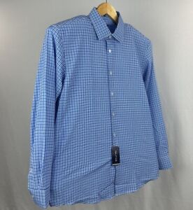 NAUTICA Men's Shirt Large 16-16 1/2 34/35 BlLong Sleeve Button Down Slim Fit NWT