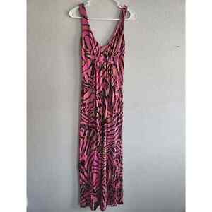 Vintage Cabi Womens Sz XS Maxi Dress Sleeveless Pink Black Zebra Print
