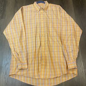 Mens Button Down SF Luxury Button Shirt Sz Large Plaid Orange Made In USA Import