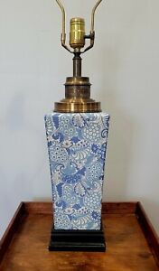 Vintage Knob Creek Blue White Floral Table Lamp