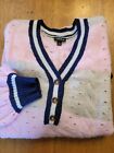 Torrid Size 2 Sweater, Buttons Pink, Tan, Navy, Lightly Used, Nice!