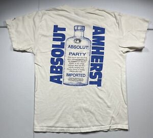 Vintage Absolut Vodka Shirt Men’s S White Party Alcohol Art Drink Amherst 90s