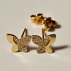 14k Yellow Gold butterfly Diamond earrings