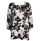 NYDJ Black Pink White Floral 3/4 Sleeve Pullover Top Womens Plus Size 3X