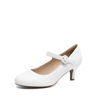 Women Ankle Strap Mary Jane Pumps Close Toe Low Kitten Heel Pump Shoes Size 6-11