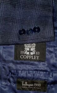 Coppley 40R Blue Gray Black Plaid 4 Season 2-vent Coat Blazer Sport Jacket