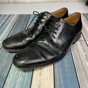 Florsheim Royal Imperial Longwing Cleat Dress Shoes Black 13D Vintage 14183-001