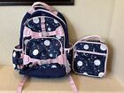 POTTERY BARN KIDS GITD Moons Mackenzie Pink Navy BACKPACK and Lunchbox Preowned