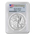 2023 $1 Silver Eagle PCGS MS70 First Strike Flag Label 1oz .999 American coin