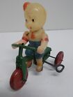 Vintage  Japanese Celluloid Boy Riding a Wind-Up Tricycle, ca 50s
