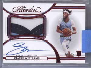 New ListingZIAIRE WILLIAMS 2021-22 PANINI FLAWLESS ROOKIE PATCH AUTO 9/15 RUBY RPA RC