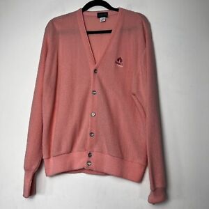 VTG The Zod Club Sweater Cardigan Button Knit Peach Knit Core Made In USA