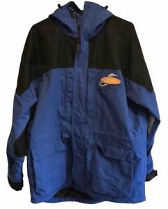 FLW TOUR Fishing Jacket Men's M Blue Black Dry Wear All Weather Lined Hooded