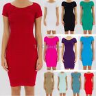 New Ruched Seamless Stretch Fitted Short Sleeve Knee Casual Dress One Size