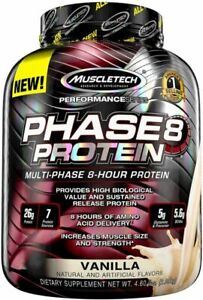 2 X Muscletech, Performance Series, Phase8, Multi-Phase 8-Hour Protein, Vanilla,
